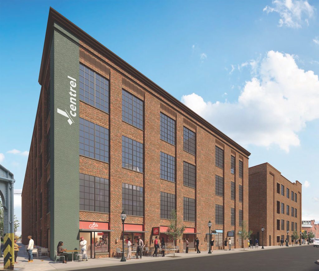 Rendering shows proposed J-Centrel, a multi-use converted warehouse on J Street that will have 116 apartments.