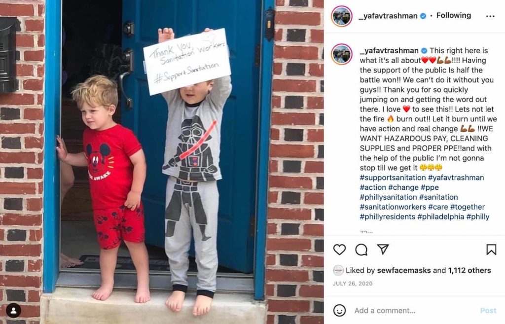 This photo of an Instagram post illustrates a timeline that shows the rise of Ya Fav Trashman in Philadelphia