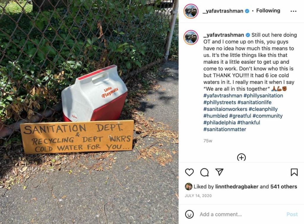 This photo of an Instagram post illustrates a timeline that shows the rise of Ya Fav Trashman in Philadelphia