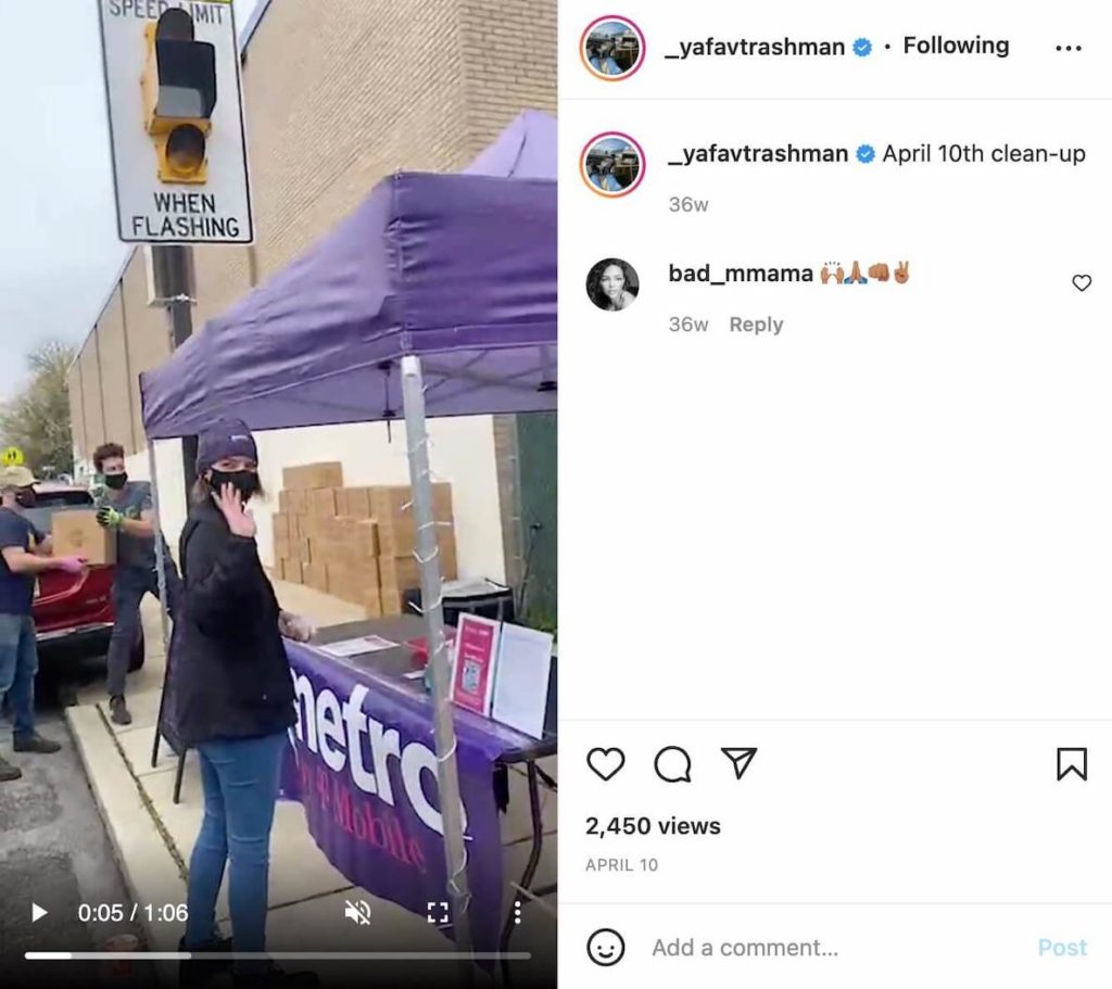 This photo of an Instagram post illustrates a timeline that shows the rise of Ya Fav Trashman in Philadelphia