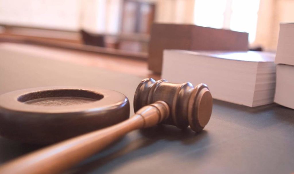 A gavel in a courtroom