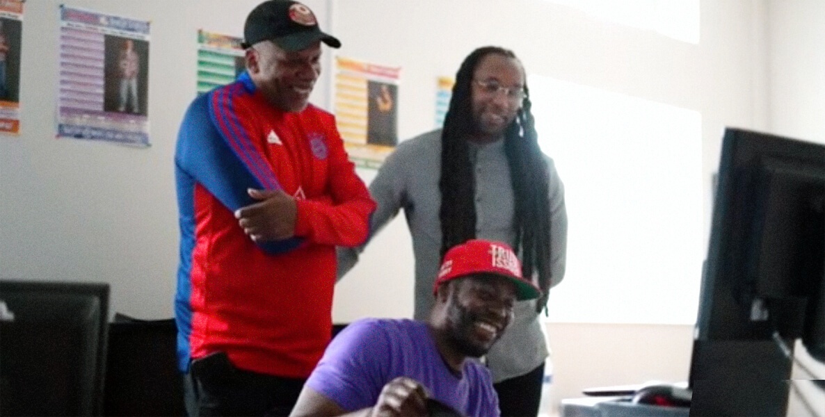 Three men take a Penn and Wharton class called The Social Entrepreneurial Approach to Community Reintegration