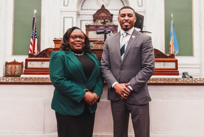 Kendra Brooks (left) and Nicolas O'Rourke. Photo courtesy of Philadelphia City Council.
