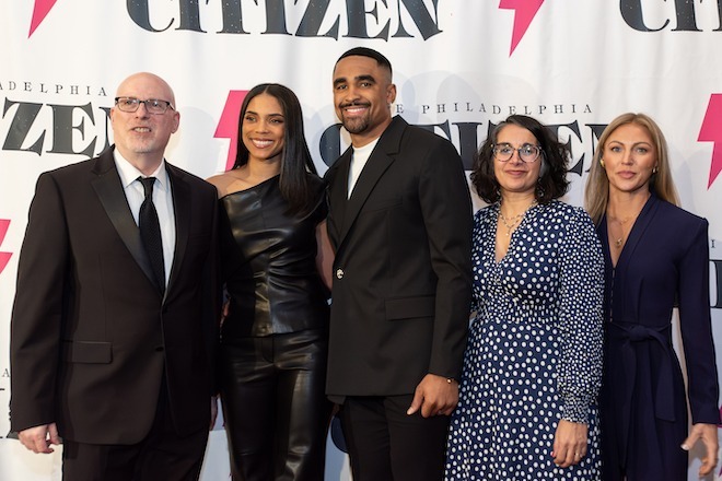 Left to right: Larry Platt, Bry Burrows, Jalen Hurts, Roxanne Patel Shepelavy and Rachel Everett.