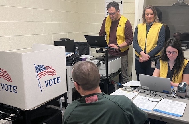 Voting in a Denver correctional facility.