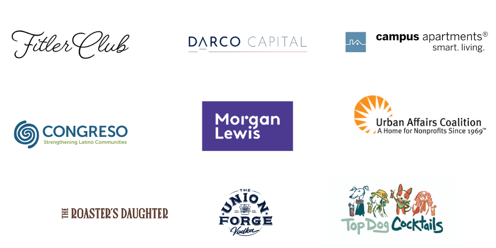 Rad Award Sponsors: Fitler Club, Darco Capital, Campus Apartments, Congreso, Morgan Lewis LLP, Urban Affairs Coalition, Union Forge Vodka, The Roaster's Daughter, and Top Dog Cocktails