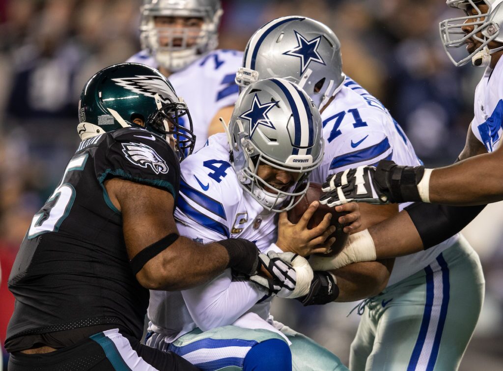 The Eagles and Cowboys, who've had a long rivalry, clash on the field.