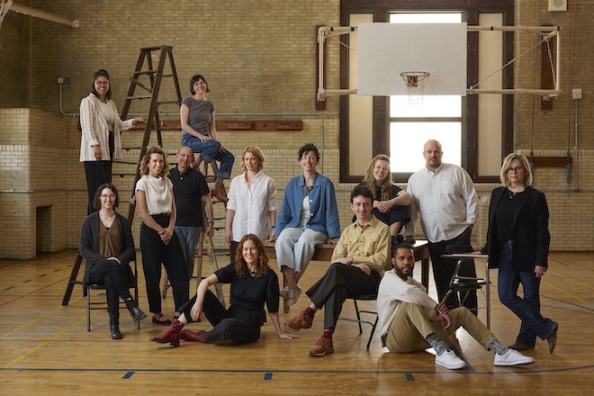 The Scout team in the old gym of the Bok Building in South Philadelphia, including Lindsey Scannapieco, third from left.