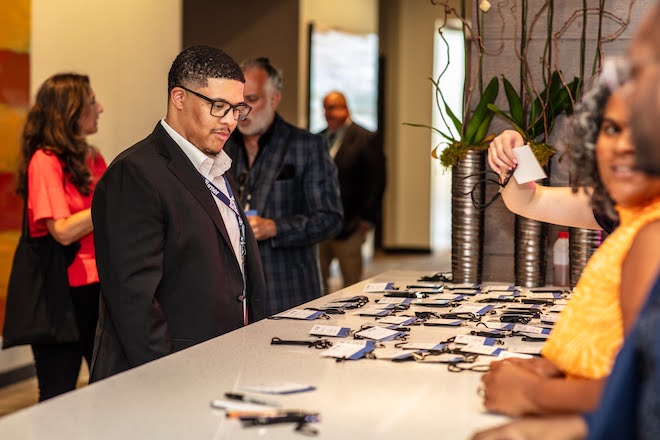 The nametag table at the PAGE Construction Summit.