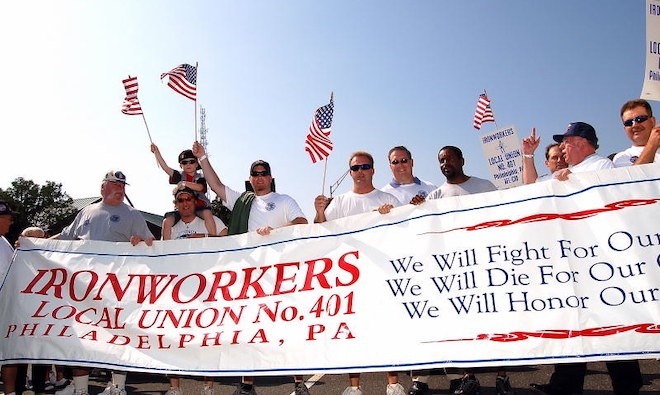 Members of the Ironworkers Union at the Philadelphia Labor Day Parade.