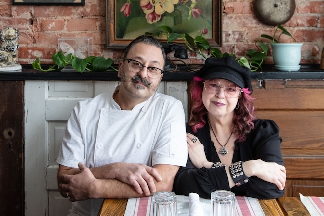 Bobby and Christina Kallas-Saritsoglou at their restaurant, Stina. Photo by Neal Santos.