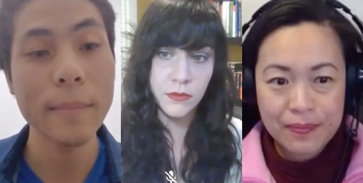 Due Quach, of Collective Success Network and Calm Clarity; Michael Wong of Project SHIELDS; and Cheryl Molle, of the Philly Restaurant Server Relief Fund.