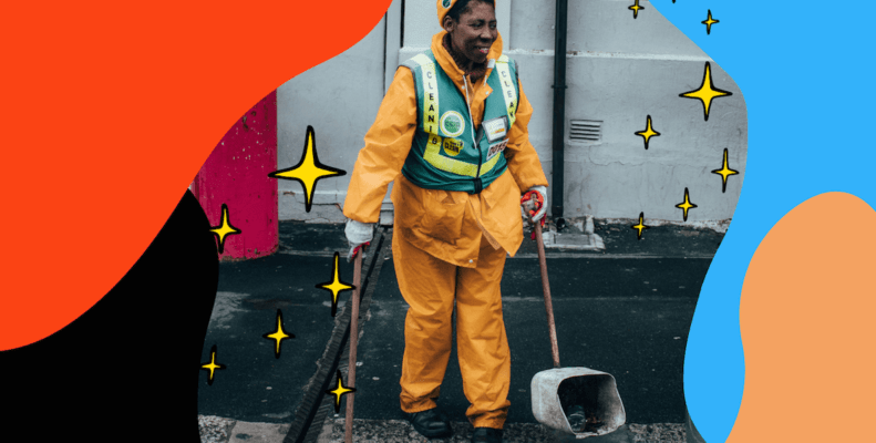 Philadelphian picking up trash for the Glitter App