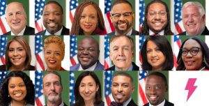 A collage of all 17 members of Philadelphia City Council, circa 2024.