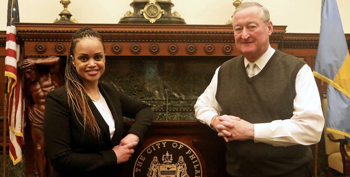 Philadelphia Police Commissioner Danielle Outlaw and Mayor Jim Kenney
