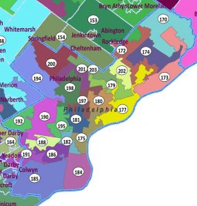 Current PA State House Districts - Philadelphia Region (gerrymandering)