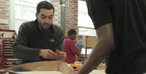 Students at the Philadelphia Wooden Boat Factory