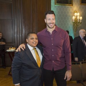 Actual Eagle Connor Barwin with soloist Bobby Hill