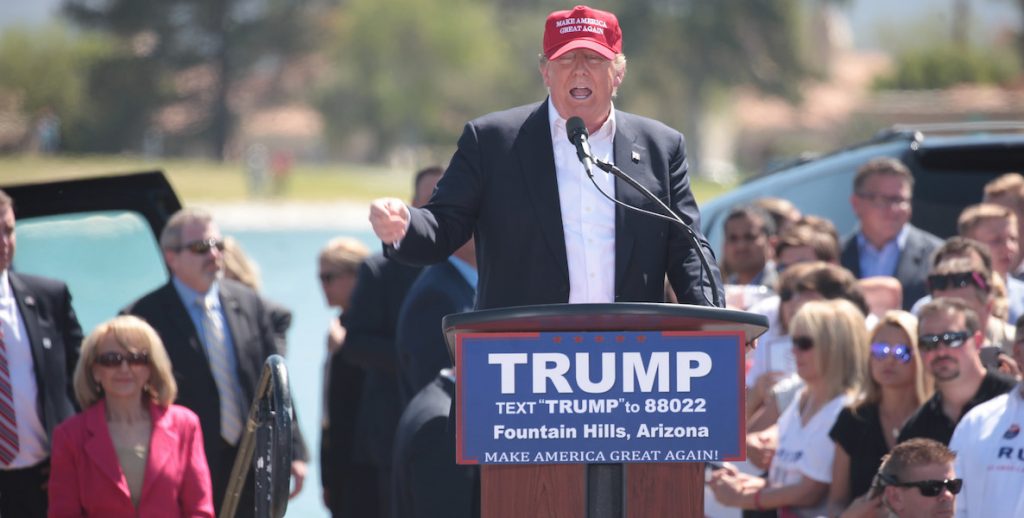 Donald Trump at an outdoor rally