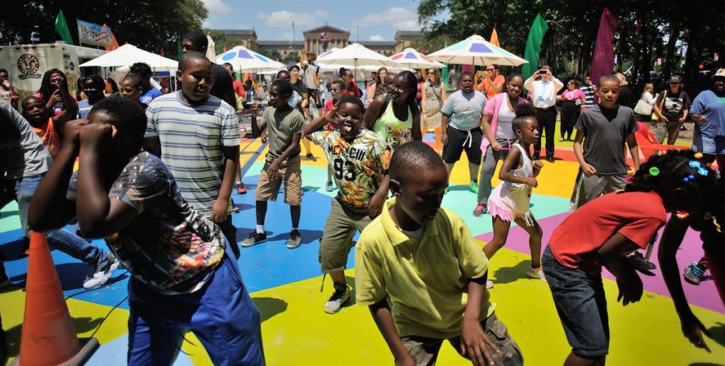 Dance party at Eakins Oval in Philadelphia