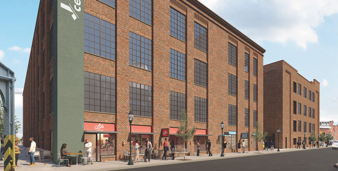 Rendering shows J-Centrel, a multi-use converted warehouse on J Street that will have 116 apartments.