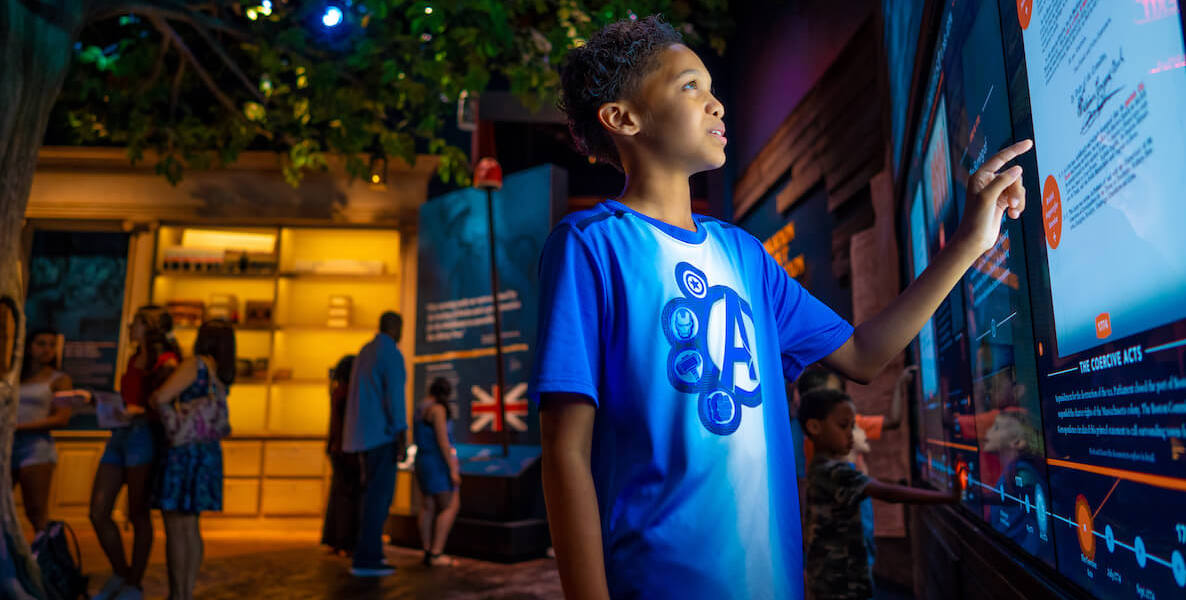 A young man check out a computer screen at the Museum of the American Revolution, one of the venues hosting Black History Month events in Philadelphia in 2020.