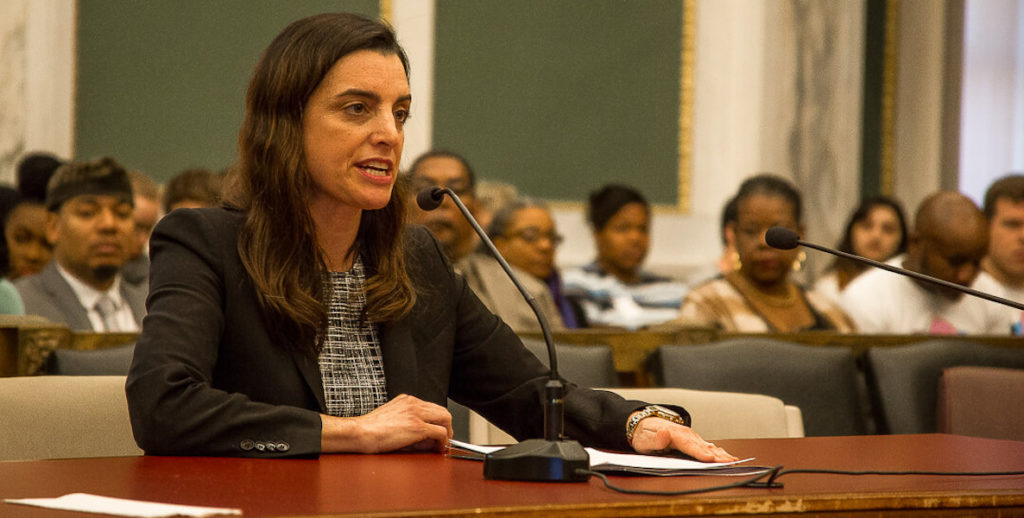 Philadelphia City Controller Rebecca Rhynhart speaks at a City Council hearing