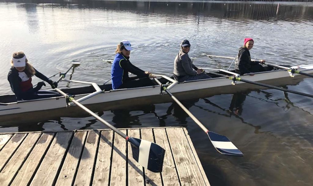 Lady rowers set out for a day of paddling on the Schuylkill River.