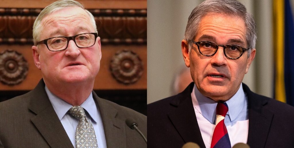 A side-by-side shot shows rivals Jim Kenney and Larry Krasner, who's constant sparring does nothing for the gun violence fight