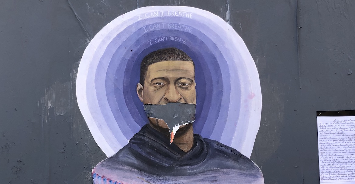 Street art in Philadelphia shows slain citizen George Floyd, whose death has ignited protests across the country.
