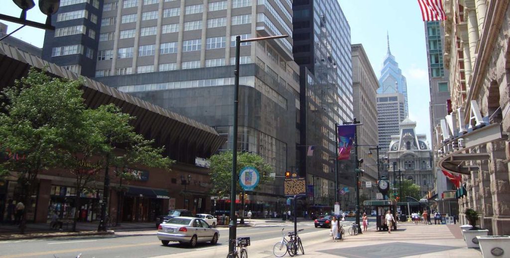 Market Street in Philadelphia, looking east toward City Hall