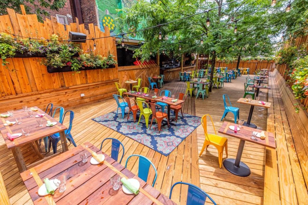 The outdoor seating area at Juno in Philadelphia