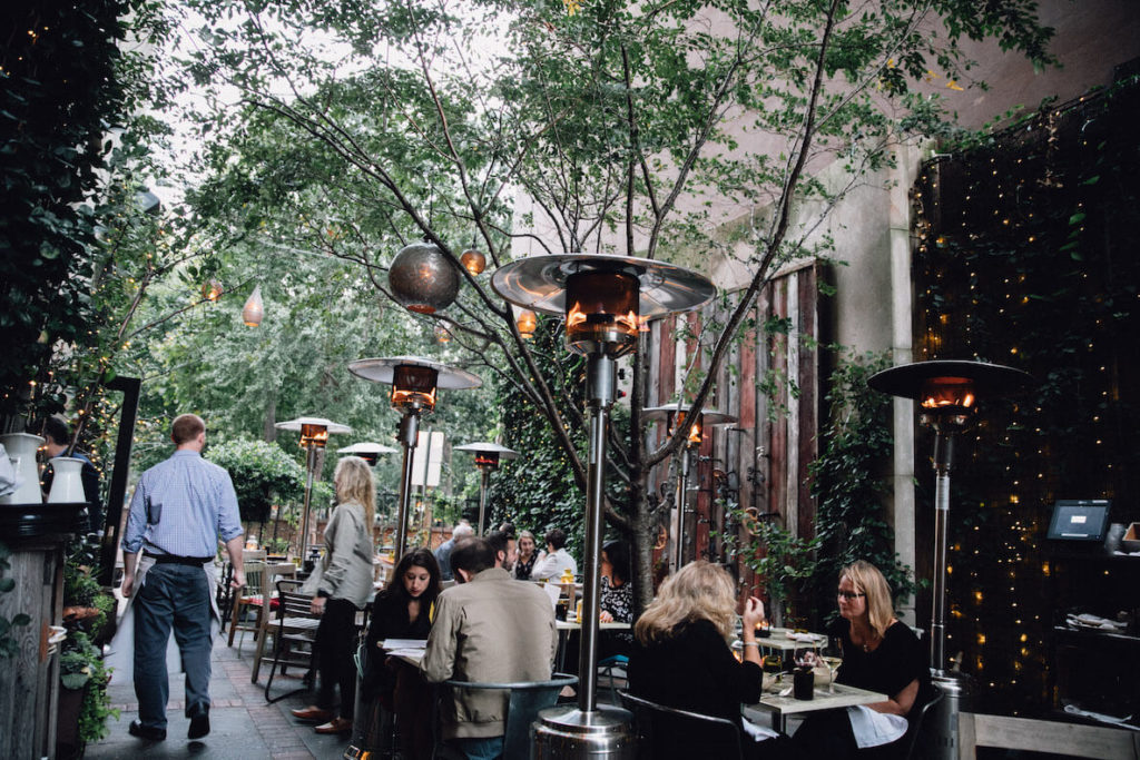 The outdoor seating area at Talula's Garden, just off Washington Square in Philadelphia