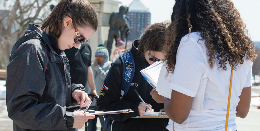 College students help register voters on campus for the November 2020 election