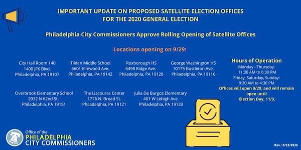 Satellite election offices in Philadelphia information