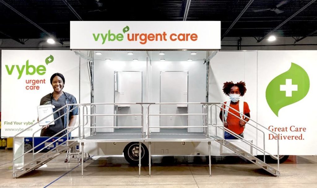 An Aardvark Mobile Health testing site hosted by vybe urgent care in Philadelphia