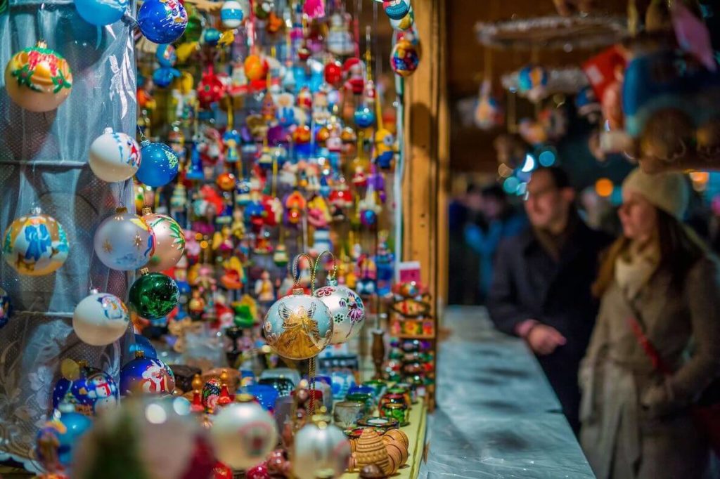 Locals shop for ornaments at Christmas Village in Philadelphia