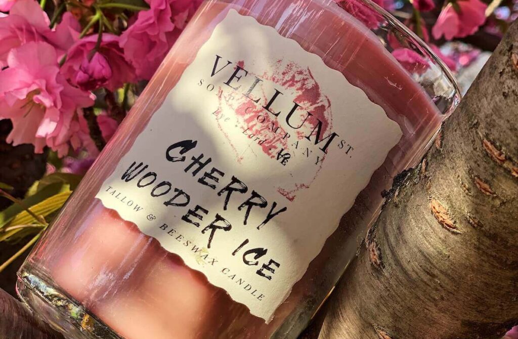 Cherry Wooder Ice candle from Vellum Street Soap Company