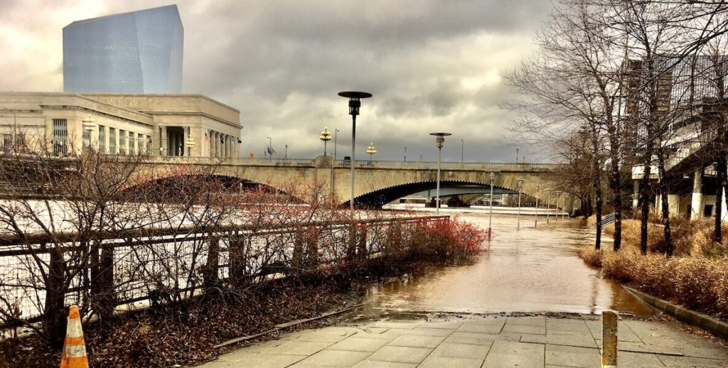 The Schuylkill River Trail was flooded after a freak storm in December 2020