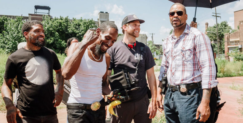 OG Law, Ricky Staub and Method Man on the set of Concrete Cowboy in North Philadelphia