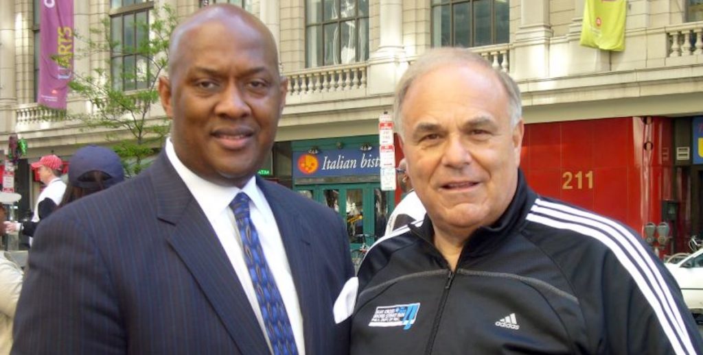 Dwight Evans and Ed Rendell at the Broad Street Run in Philadelphia