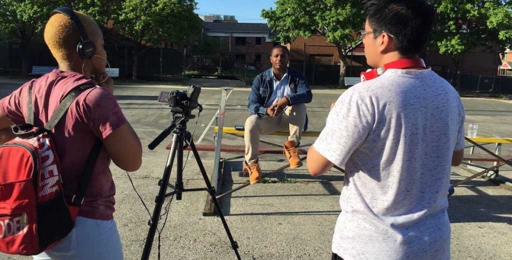 Philadelphia youth film a segment for POPPYN, which will appear on YouTube