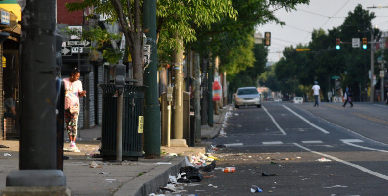 Philadelphia street with litter