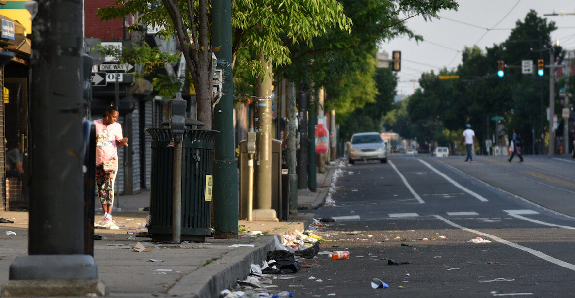 Philadelphia street with litter