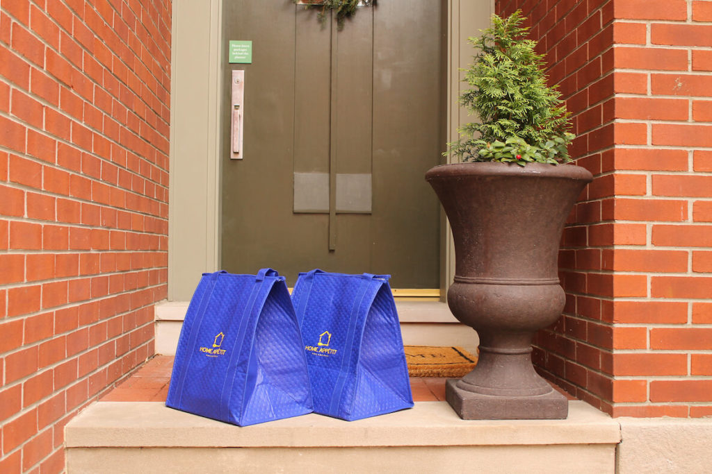 Home Appetit bags with ready-to-eat-mealson doorstep