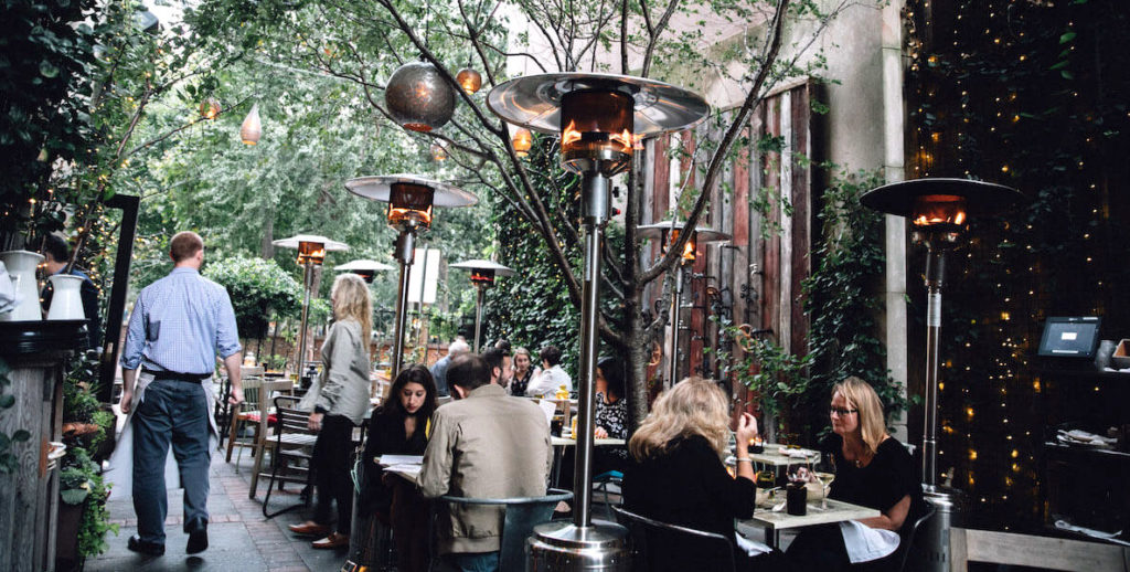 The outdoor seating area at Talula's Garden, just off Washington Square in Philadelphia