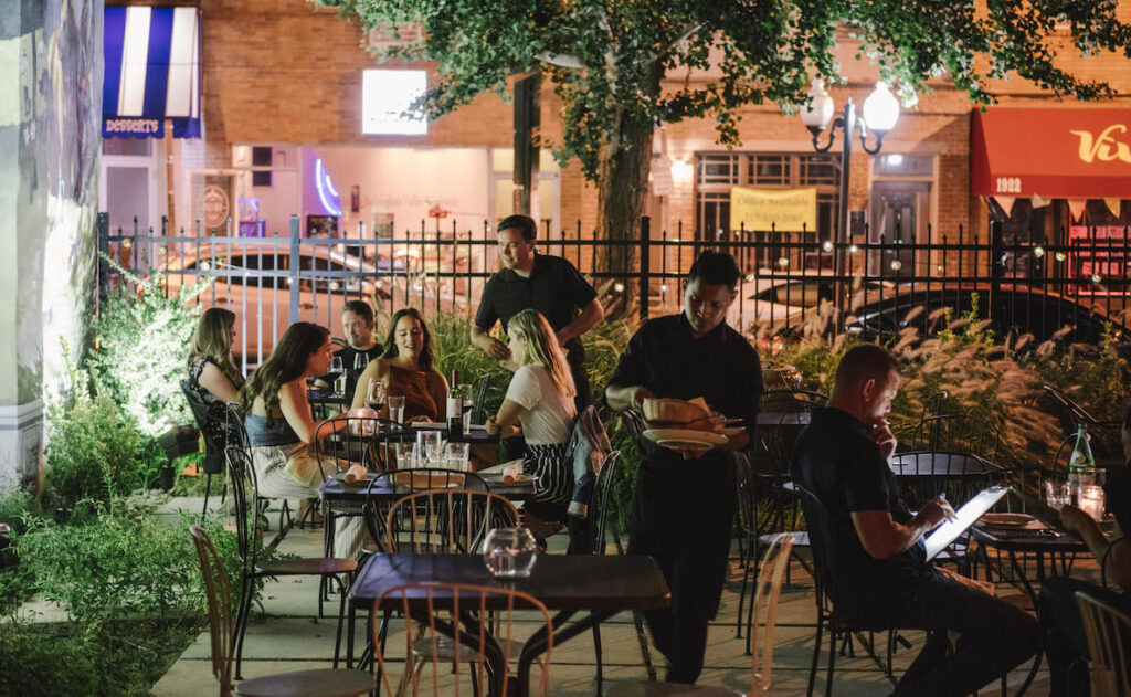 This photo of Le Virtu accompanies an article about the best and most beautiful places to eat outdoors in Philadelphia