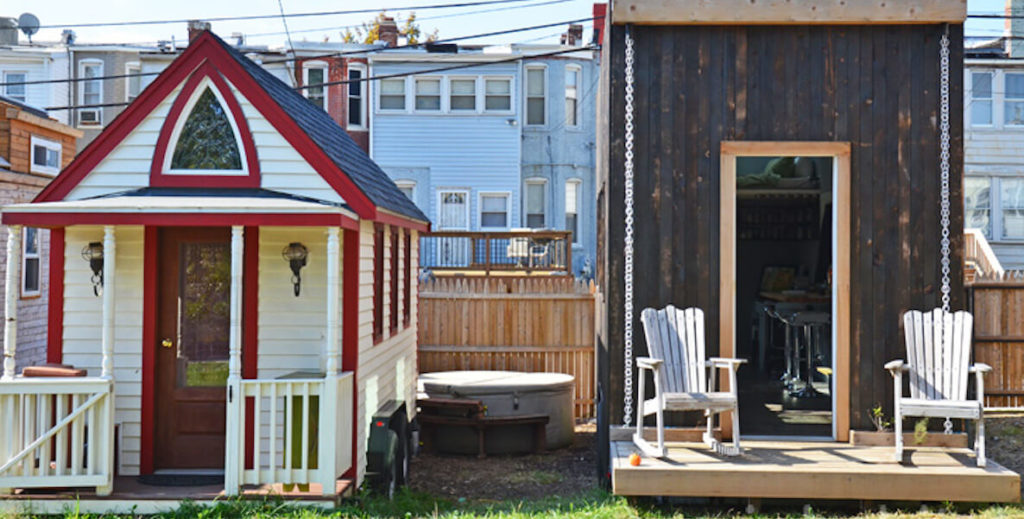 This photo of a tiny house community in Oakland, California, accompanies an opinion piece about why tiny houses are not the solution for homelessness