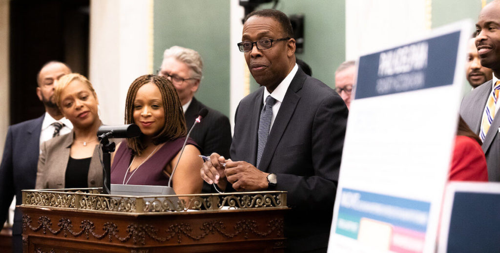 Philadelphia City Council President Darrell Clarke points his finger at a Council hearing in Philadelphia
