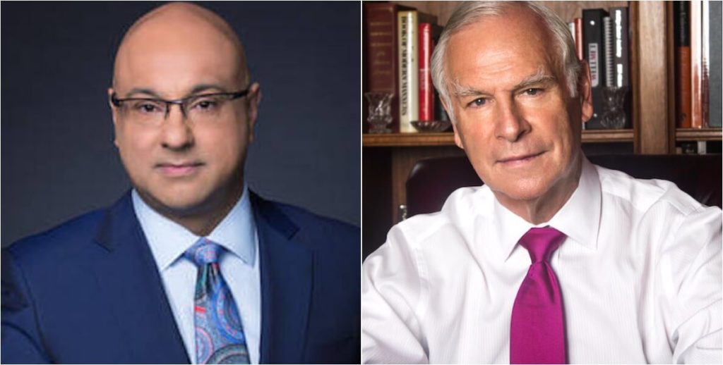 This photo accompanies an article about an event featuring a discussion between Ali Velshi and Peter Georgescu